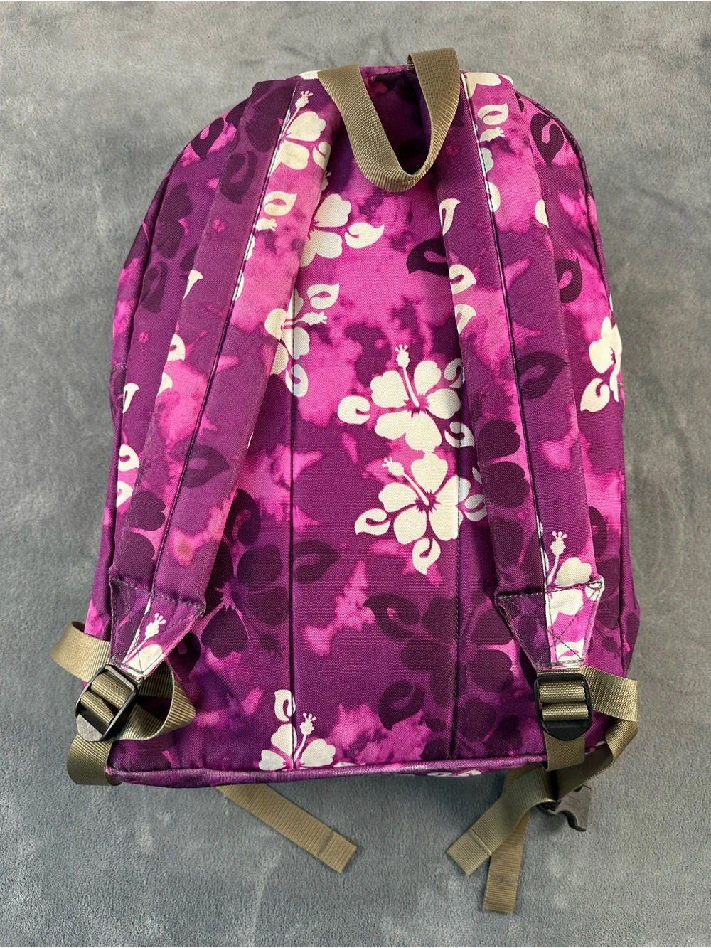 L.L. Bean Purple Floral Kids Backpack with White Flower Print